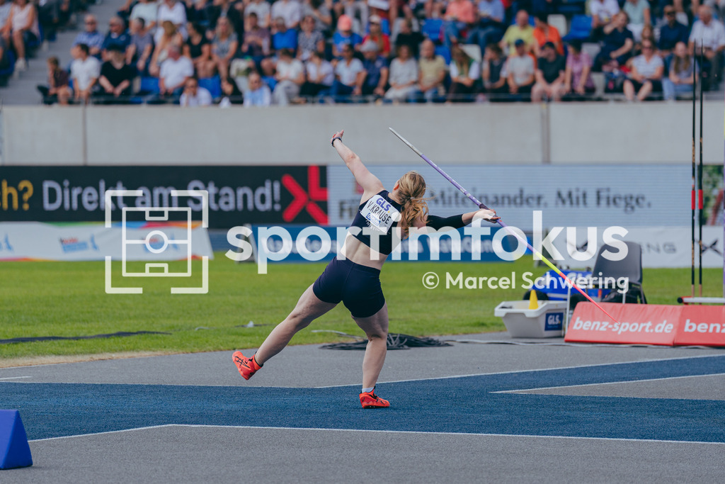 Deutsche Meisterschaften der Frauen und Männer 2026 | Victoria Krause, Düsseldorf Athletics, Speerwurf, Deutsche Meisterschaften der Frauen und Männer 2026, Lohrheidestadion Bochum-Wattenscheid, 26.07.2026. Foto: Marcel Schwering / sportimfokus - Realisiert mit Pictrs.com