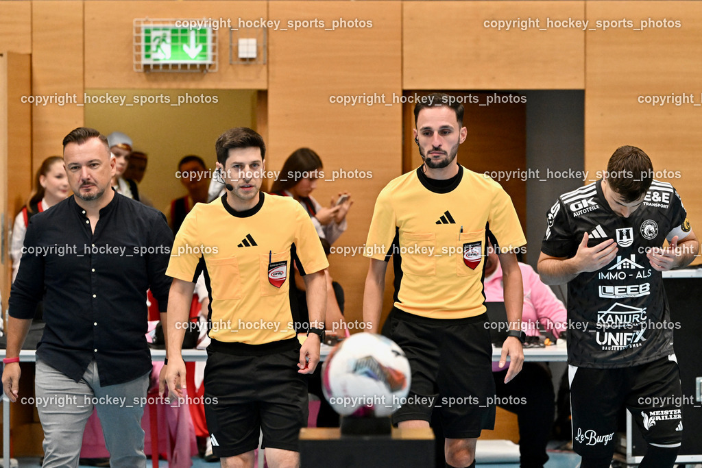 Carinthia Flamengo Futsal Club vs. FC Ljuti Krajisnici | Bünyamin Kilicdagi Referee, Ahmet Bayar Referee, Carinthia Flamengo Futsal Club vs. FC Ljuti Krajisnici, Carinthia Flamengo Fusal Club vs. FC Ljuti Krajisnici am 12.10.2025 in Klagenfurt (Ballspielhalle Viktring), Austria, (Photo by Bernd Stefan)