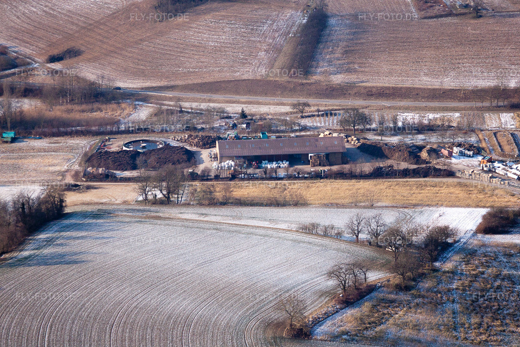 Luftbild: Kläranlage am Bächle im Ortsteil Neuenbürg in Kraichtal im Bundesland Baden-Württemberg in Deutschland. Foto: IMG_48707.jpg vom 06.02.2012 durch Werner Riehm/FLY-FOTO.de
