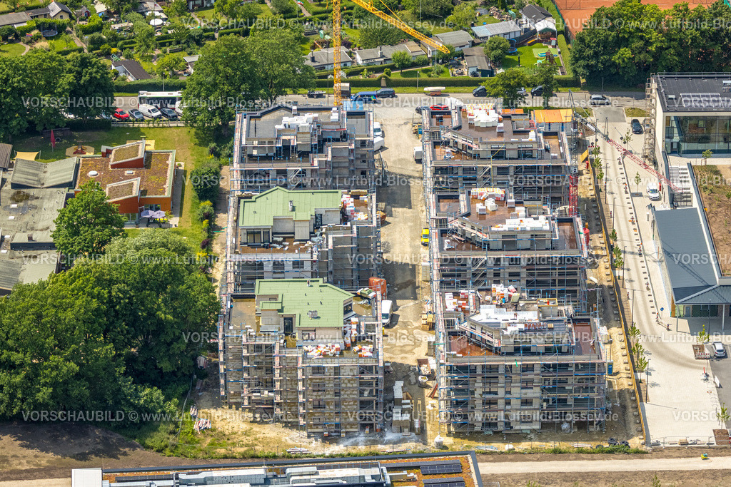 Herne250601812 | Luftbild, Kaiserquartier Herne, Baustelle mit Neubau einer Wohnanlage und Wohnsiedlung, Baukau, Herne, Ruhrgebiet, Nordrhein-Westfalen, Deutschland