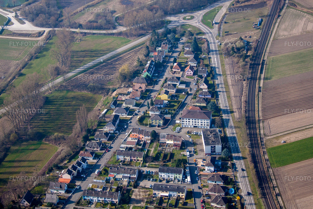 Luftbild: Ortsansicht in Bischwiller im Bundesland Bas-Rhin in Frankreich. Foto: IMG_62874.jpg vom 09.03.2014 durch Werner Riehm/FLY-FOTO.de