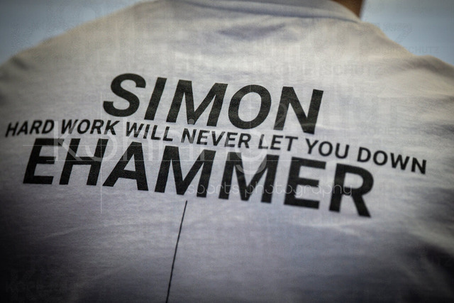 World Athletics Indoor Championships Kujawy Pomorze 26, 21.03.2026 | TORUN, POLAND - MARCH 21:  A fan shirt of decathlete Simon EHAMMER (SUI) during the World Athletics Indoor Championships Kujawy Pomorze 26 on day 2 / session 1 at Kujawsko-Pomorska Arena Torun on March 21, 2026 in Torun, Poland. 