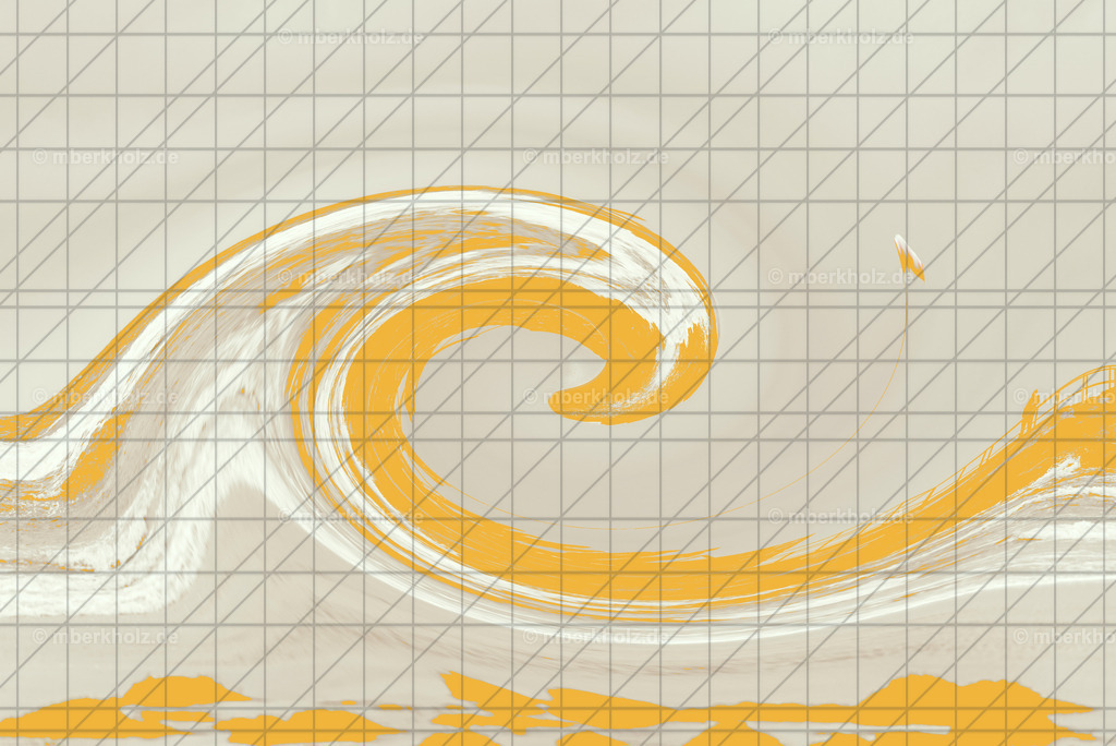 _marko_berkholz_goldene_welle_MBE3289be | Goldene WelleDer Ursprung dieses Kunstwerks ist ein ausdrucksstarkes Foto aus Warnemünde – mit Blick auf Strand, Wasser und Strandkörbe mit dem berühmten Rettungsturm am Wasser. Dieses Motiv bieten wir als hochwertigen Direktdruck auf Alu-Dibond oder Holz an. Beide Varianten werden auf weiß grundierter Oberfläche gefertigt. Beim Druck auf Holz bleibt die natürliche Maserung dezent sichtbar – ein edles Unikat auf echtem Naturmaterial.