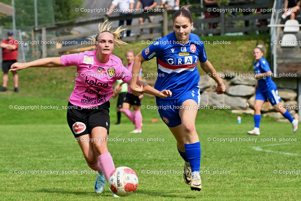 Carinthians Hornets vs. GAK 1902 Frauen | #29 Selina Tamara Selinger Carinthians Hornets, #8 Marie Haiden GAK, Carinthians Hornets vs. GAK 1902 Frauen, Carinthians Hornets vs. GAK 1902 Frauen am 01.09.2024 in Sachsenburg (Sportplatz Sachsenburg), Austria, (Photo by Bernd Stefan)