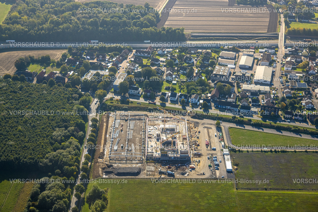 Dortmund220900474Flughafen | Luftbild, Baustelle für ein neues Polizeigebäude, Flughafenring Ecke Zeche-Norm-Straße, ehemaliger Parkplatz P3, Flughafen Dortmund Airport, Wickede, Dortmund, Ruhrgebiet, Nordrhein-Westfalen, Deutschland