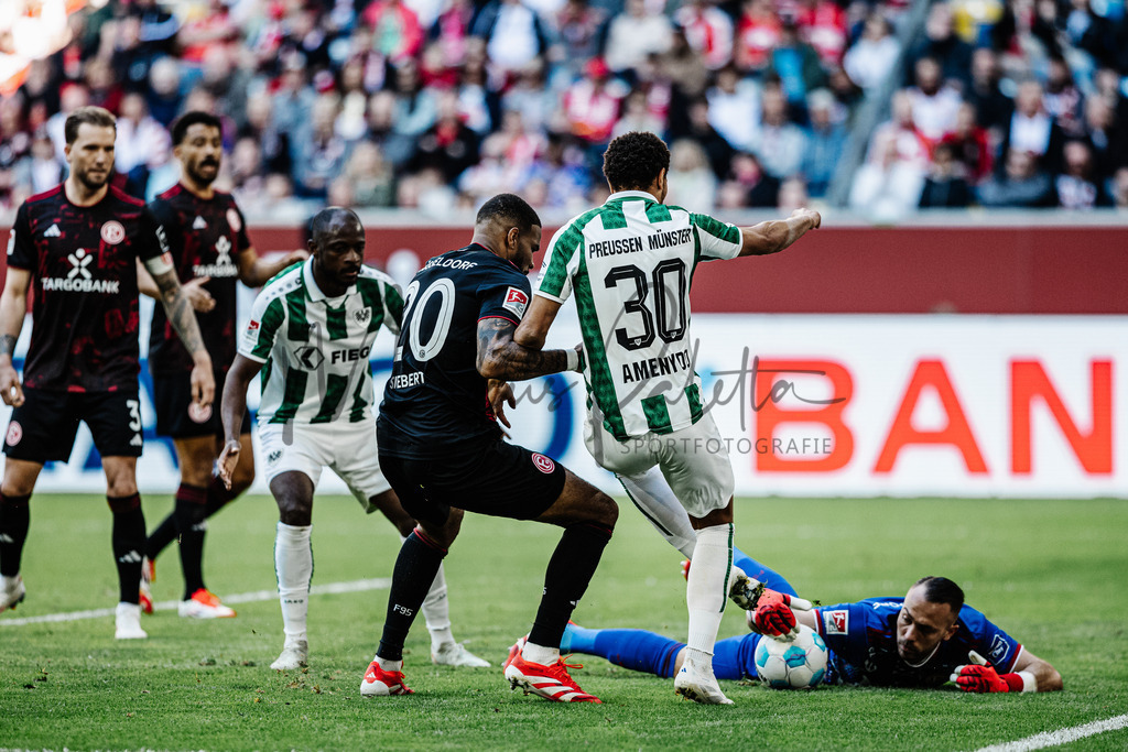 2. Bundesliga, Saison 2024/25, 28. Spieltag: Fortuna Düsseldorf - SC Preußen Münster | Düsseldorf, 05.04.2025: 2. Bundesliga, 28. Spieltag, Fortuna Düsseldorf gegen SC Preußen Münster in der Merkur Spiel-Arena in Düsseldorf. Foto: sportfotografie.ms | Markus Paletta - Realisiert mit Pictrs.com