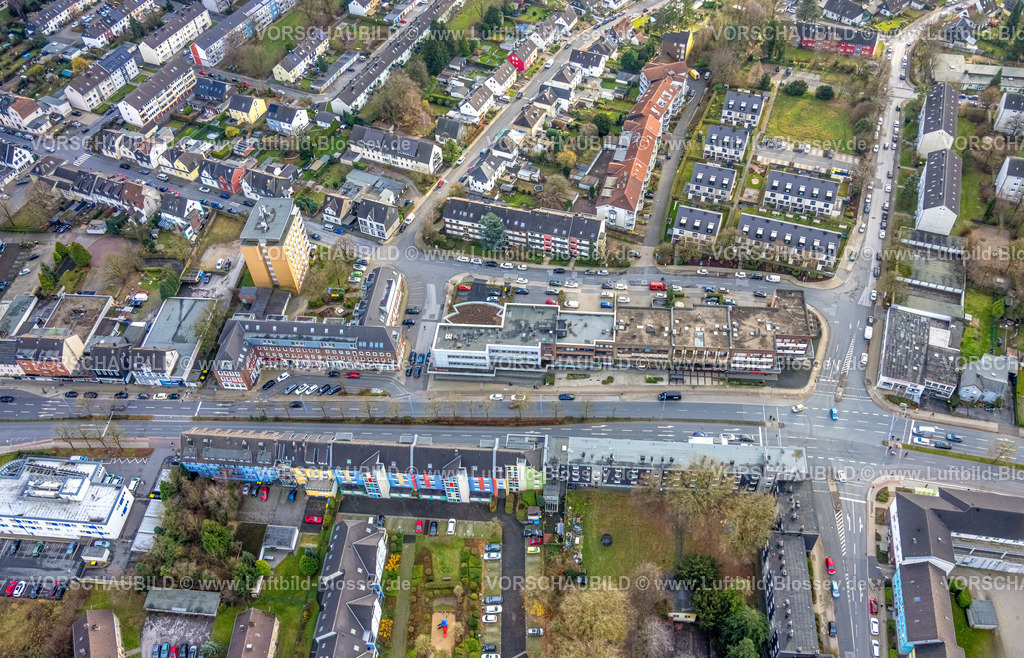 Velbert251201252 | , Luftbild, Straßenkreuzung und Einkaufszentrum Heiligenhauser Straße und Hardenbergser Straße, Velbert, Bergisches Land, Nordrhein-Westfalen, Deutschland