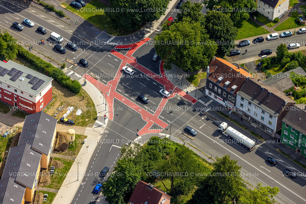 Dortmund230700652 | Luftbild, Rote Radwege, Kreuzung Zillestraße und Am Hombruchsfeld, Brünninghausen, Dortmund, Ruhrgebiet, Nordrhein-Westfalen, Deutschland
