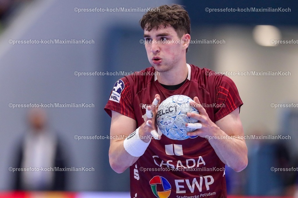 Gum25042501068 | 25.04.2025, Handball, HBL, VfL Gummersbach - 1. VfL Potsdam, Schwalbe-Arena: Elias Kofler (VfL Potsdam #10) 