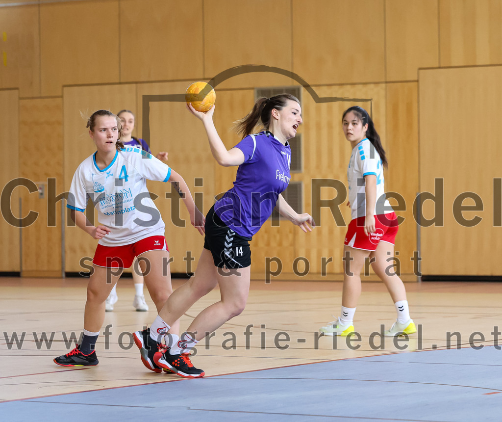 2023-03-18_042_SpVgg_Altenerding_II_gegen_HSG_Freising-Neufahrn_II | Erding, Deutschland, 18.03.2023:
Handball, Bezirksliga Frauen Altbayern 2022 / 2023, 14. Spieltag, SpVgg Altenerding II gegen HSG Freising-Neufahrn II, Endergebnis: 25:27

Sofia Knecht (HSG Freising-Neufahrn, #4), Katharina Gotz (SpVgg Altenerding, #14)

Foto: Christian Riedel / fotografie-riedel.net