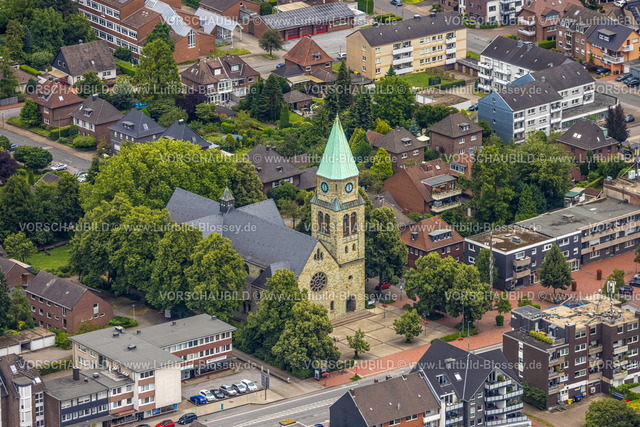 Bottrop240701615Kirchhellen | Luftbild, St Johannes Kirche im Wohngebiet, Kirchhellen, Bottrop, Ruhrgebiet, Nordrhein-Westfalen, Deutschland