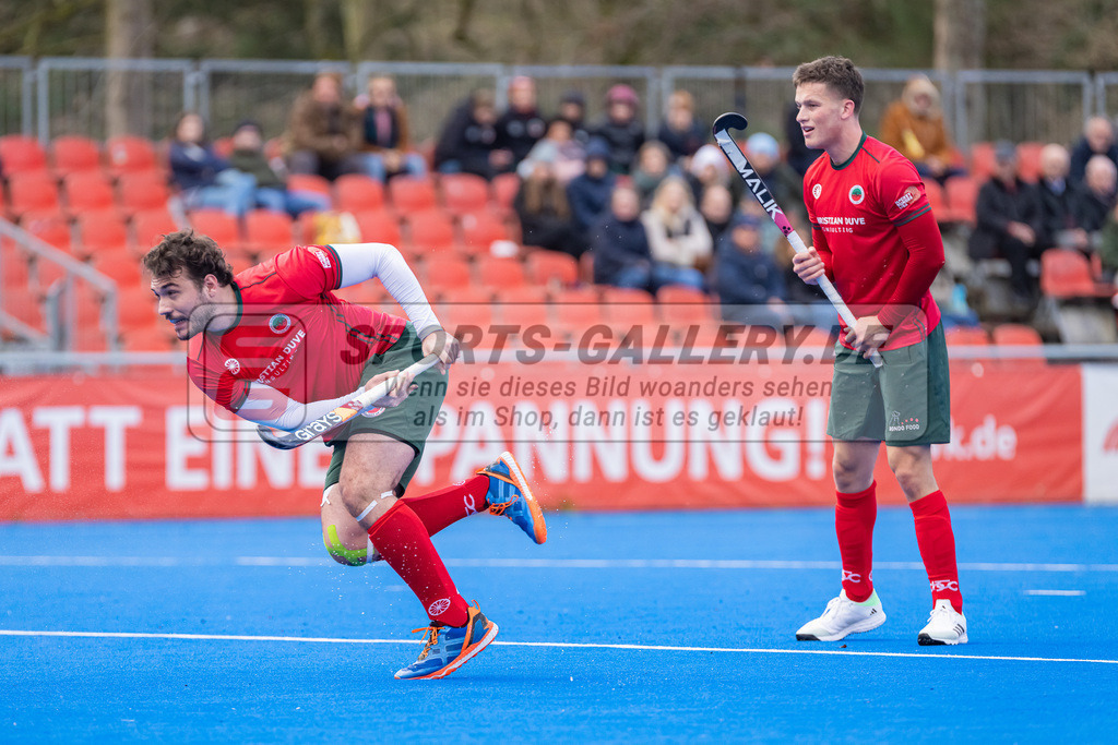 HK_20240323_109985 | 1. Bundesliga Hockey Herren Crefelder HTC - Mannheimer HC am 23.3.2024 Crefelder HTC  Hüttenallee, Krefeld , Masi Pfandt ( Crefelder HTC #77 ) , Julius Hayner ( Crefelder HTC #6 )