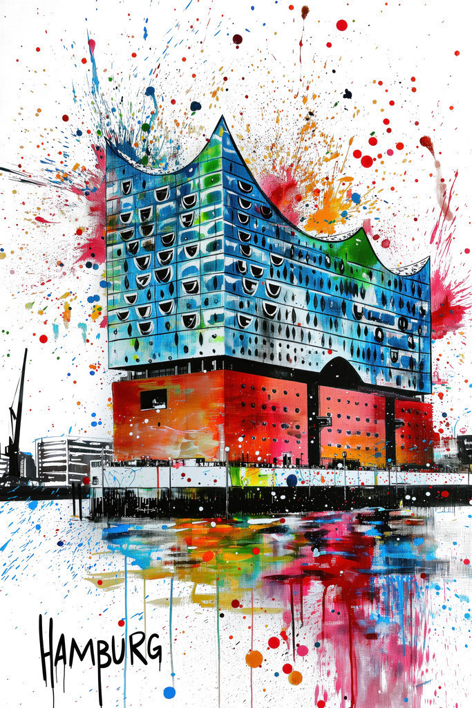 10231226 - Hamburg Pop Art | Die Elbphilharmonie als moderne Pop Art Illustration.