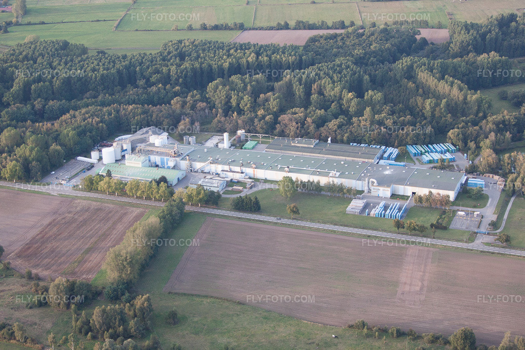 Aerial view: Sitek Insulation in the district Altenstadt in Wissembourg in the state Bas-Rhin, France.Photo: IMG_53757.jpg taken on 09/30/2012 by Werner Riehm/FLY-FOTO.comResolution of the original: 4752 x 3168 px