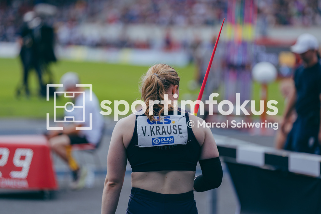 Deutsche Meisterschaften der Frauen und Männer 2026 | Victoria Krause, Düsseldorf Athletics, Speerwurf, Deutsche Meisterschaften der Frauen und Männer 2026, Lohrheidestadion Bochum-Wattenscheid, 26.07.2026. Foto: Marcel Schwering / sportimfokus - Realisiert mit Pictrs.com