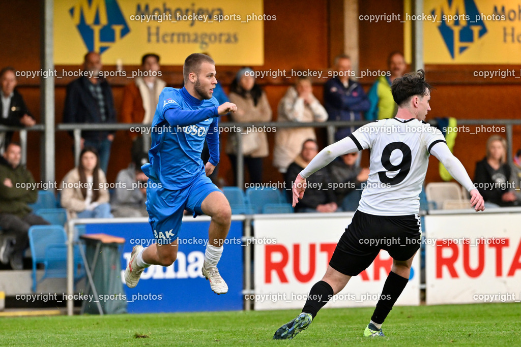 SAK vs. SV Spittal Drau 1921 | #13 Fabian Griesebner SAK, #9 Samuel Müllmann SV Spittal, SAK vs. SV Spittal Drau 1921, SAK vs. SV Spittal Drau 1921 am 23.05.2025 in Klagenfurt (Sportpark Welzenegg), Austria, (Photo by Bernd Stefan)
