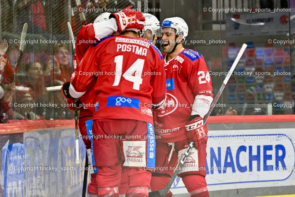 EC KAC vs. EC IDM Wärmepumpen VSV 5.11.2023 | Jubel EC KAC Mannschaft, #14 Postma Paul, #24 Strong Steven