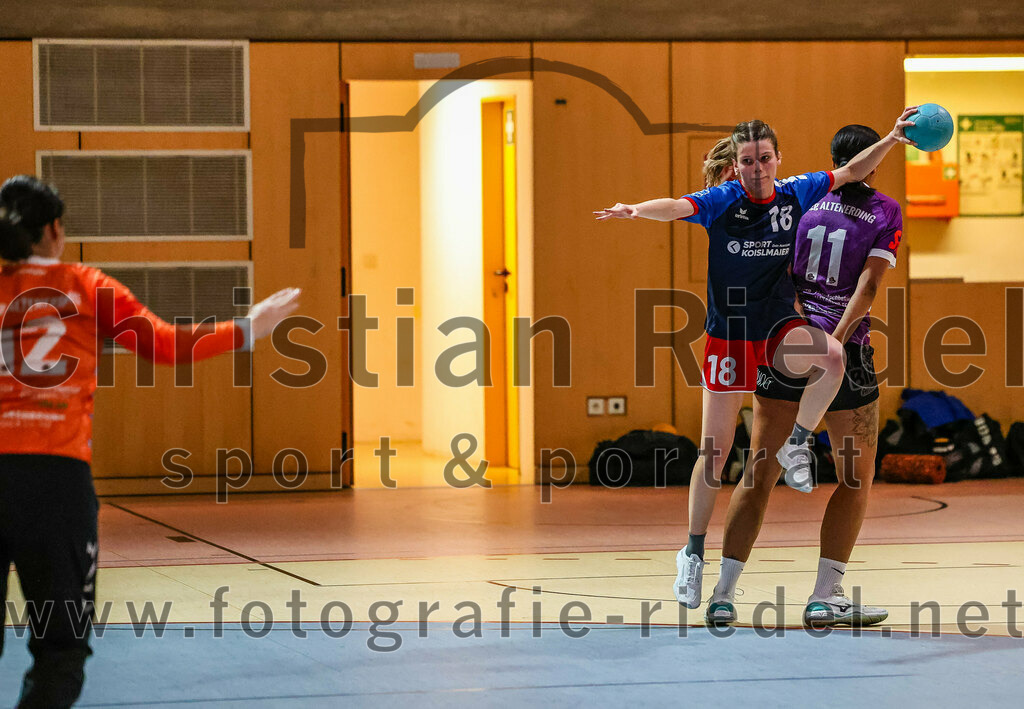 2023-12-09_074_SpVgg_Altenerding_gegen_HSG_Freising-Neufahrn | Erding, Deutschland, 09.12.2023:
Handball, Bezirksoberliga Frauen Altbayern 2023 / 2024, 9. Spieltag, SpVgg Altenerding gegen HSG Freising-Neufahrn, Endergebnis: 29:28

Torfrau Anna-Lena Schmitt (SpVgg Altenerding, #12), Carla Bluhme (HSG Freising-Neufahrn, #18), Nikayla Alston (SpVgg Altenerding, #11)

Foto: Christian Riedel / fotografie-riedel.net
