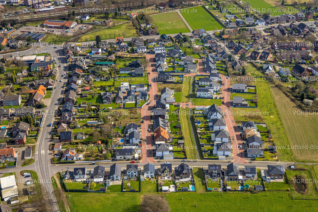 Voerde240309712 | Luftbild, Einfamilienhaus Wohngebiet Schlehenweg und Holunderweg, Friedrichsfeld, Voerde, Nordrhein-Westfalen, Deutschland