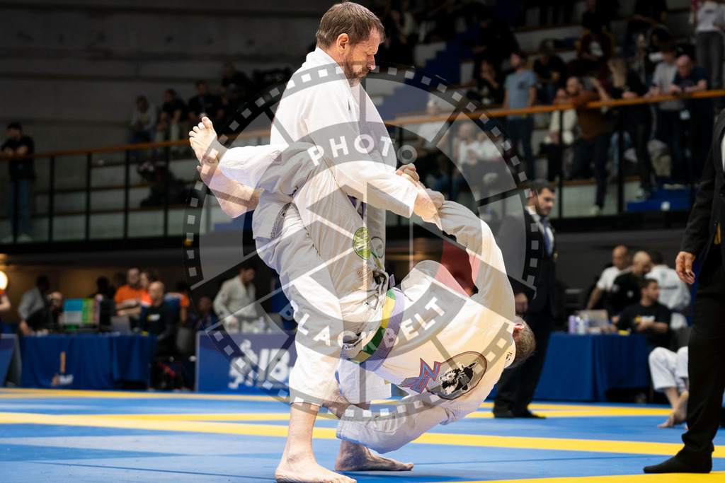 20240125PBB00887 | Fighters compete during the sixth day of the Brazilian Jiu-jitsu European Championship of the IBJJF in Paris, France, on January 25, 2024.
