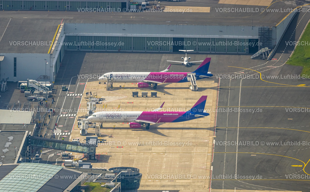 Dortmund230901226 | Luftbild, Flughafen Dortmund Airport, Flugzeuge Wizz Air wizzair.com, Wickede, Dortmund, Ruhrgebiet, Nordrhein-Westfalen, Deutschland