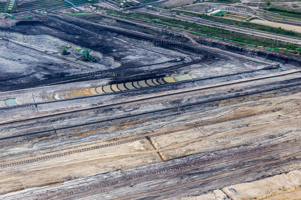 Aerial view: Opencast brown coal mine 