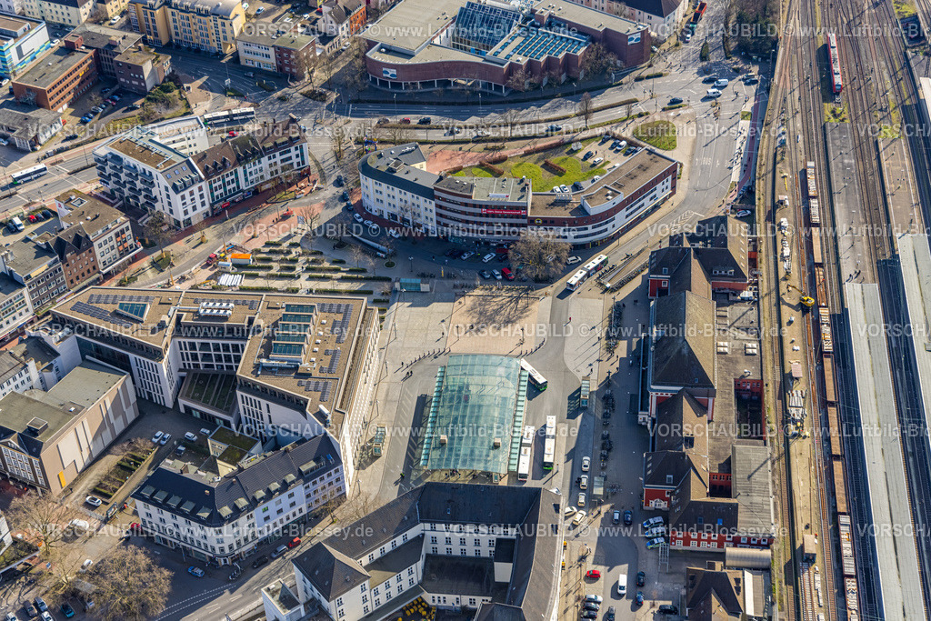 Hamm230215725 | Luftbild, Busbahnhof am Hauptbahnhof, Platz der Deutschen Einheit, SRH Hochschule in Nordrhein-Westfalen, B&amp;B Hotel Hamm, Mitte, Hamm, Ruhrgebiet, Nordrhein-Westfalen, Deutschland