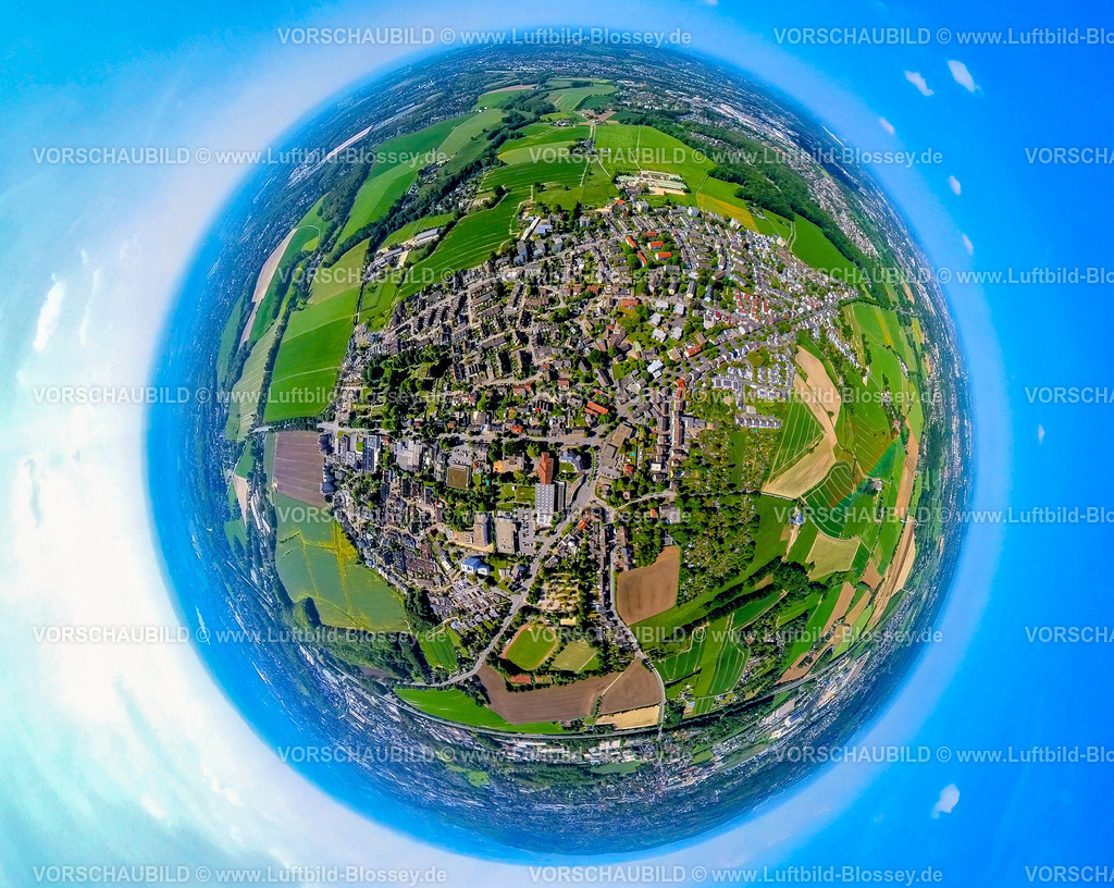 Witten240590401Stockum | Luftbild von Witten, Stadtteil Witten- Stockumfischaugen, Fischaugenaufnahme, fish-eye, Ruhrgebiet, Nordrhein-Westfalen, Deutschland