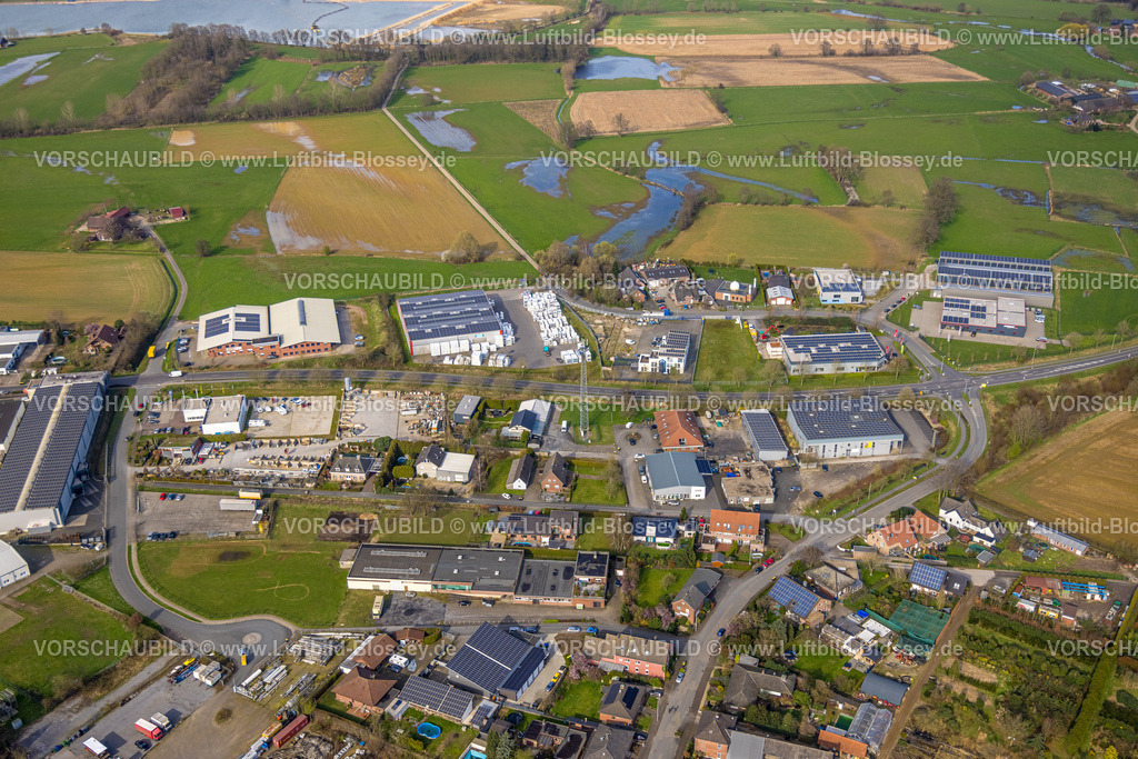 Isselburg240313769 | Luftbild, Gewerbegebiet Industriestraße und Bollwerksweide, Wiesen und Felder, Anholt, Isselburg, Nordrhein-Westfalen, Deutschland