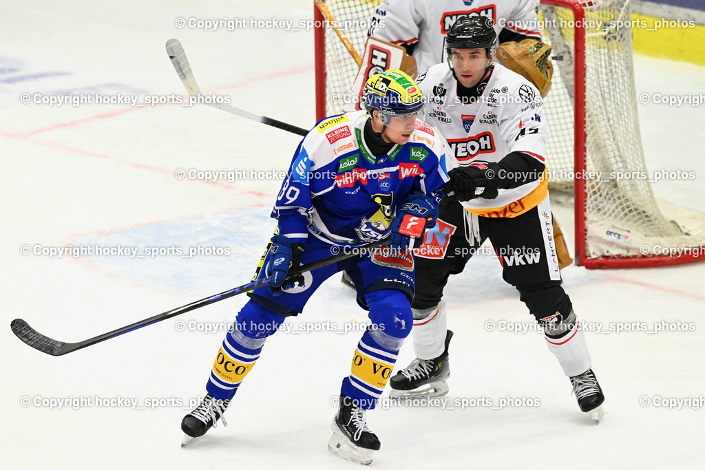 EC IDM Wärmepumpen VSV vs. Pioneers Vorarlberg | #89 Luca Erne EC VSV, #47 Casey Dornbach Pioneers Vorarlberg, EC IDM Wärmepumpen VSV vs. Pioneers Vorarlberg, EC IDM WÄRMEPUMPEN VSV vs. Pioneers Vorarlberg am 03.10.2025 in Villach (Stadthalle Villach), Austria, (Photo by Bernd Stefan)