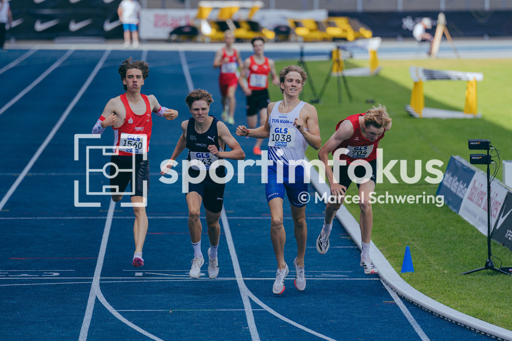 Deutsche Meisterschaften U20 / U16 2026 | Aik Straub, LG Olympia Dortmund, 1560, Paul Johann Weber, Berlin Athletics Capital Club, 143, Jan Emanuel Merheim, TuS Köln rrh., 1038, Theo Hielscher, TSV 1860 Stralsund, 704, 800-Meter-Lauf, Finale, Deutsche Meisterschaften der U20 &amp; U16 2026, Lohrheidestadion Bochum-Wattenscheid, 12.07.2026. Foto: Marcel Schwering / sportimfokus - Realisiert mit Pictrs.com