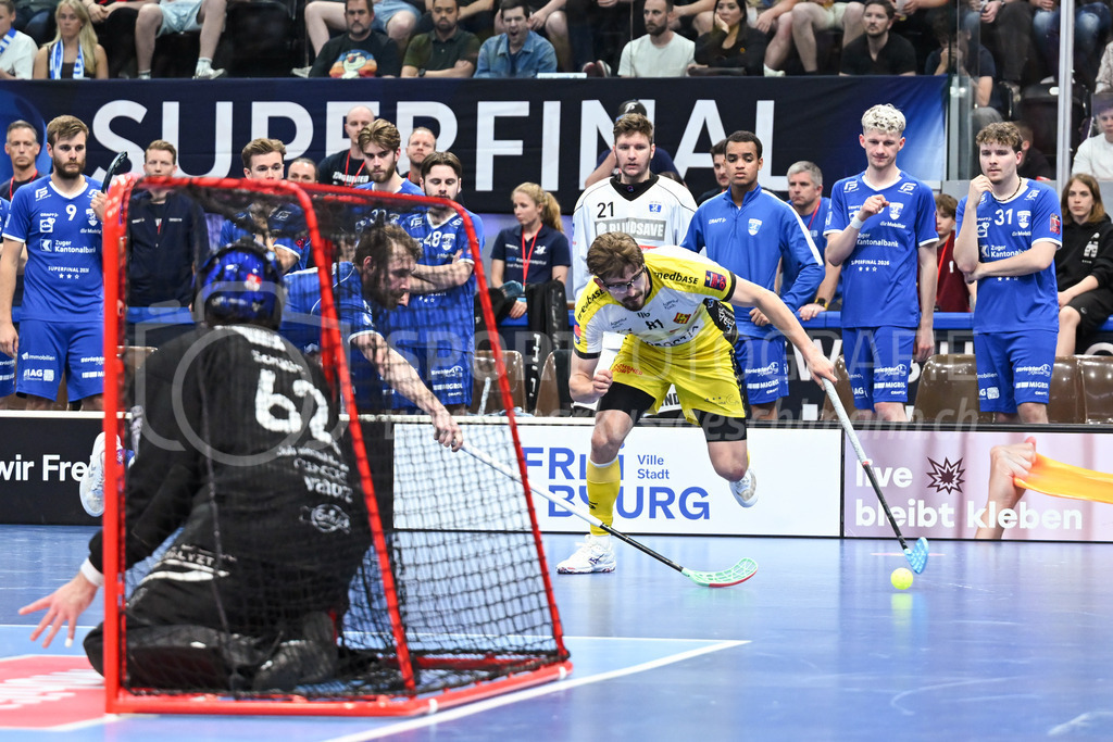 Zug United - HC Rychenberg - 25. April 2026 | Tim Aeschimann (#81 HC Rychenberg Winterthur) am L-UPL Superfinal-Spiel zwischen Zug United und HC Rychenberg am 25. April 2026 in der BCF Arena, Fribourg, Schweiz.Bild: Sportfotografie Markus Aeschimann | www.markus-aeschimann.ch - Realisiert mit Pictrs.com