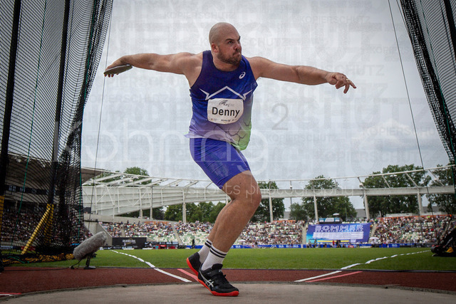 Golden Oval; Dresden, 31.05.2026 | DRESDEN , GERMANY - MAY 31: Matthew Denny (AUS / Australia) competes in the discus throw during the Golden Oval Continental Tour Silver meeting on May 31, 2026 at Heinz-Steyer-Stadion in Dresden, Saxony, Germany.