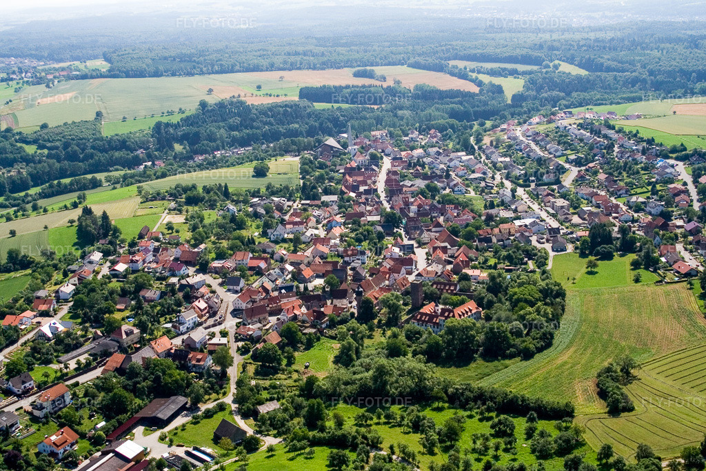Luftbild: Ortsansicht von Westen im Ortsteil Lohrbach in Mosbach im Bundesland Baden-Württemberg in Deutschland. Foto: IMG_3222.jpg vom 01.07.2006 durch Werner Riehm/FLY-FOTO.de
