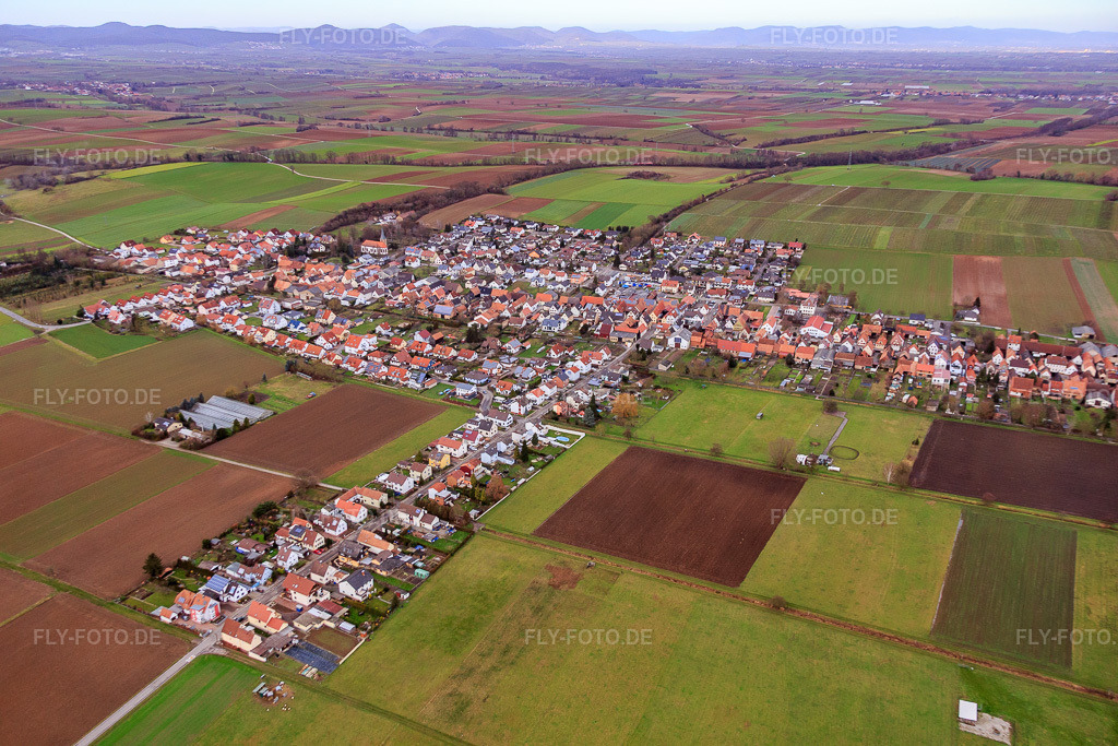Luftbild: Wattstr in Freckenfeld im Bundesland Rheinland-Pfalz in Deutschland. Foto: IMG_085886.jpg vom 08.01.2016 durch Werner Riehm/FLY-FOTO.de