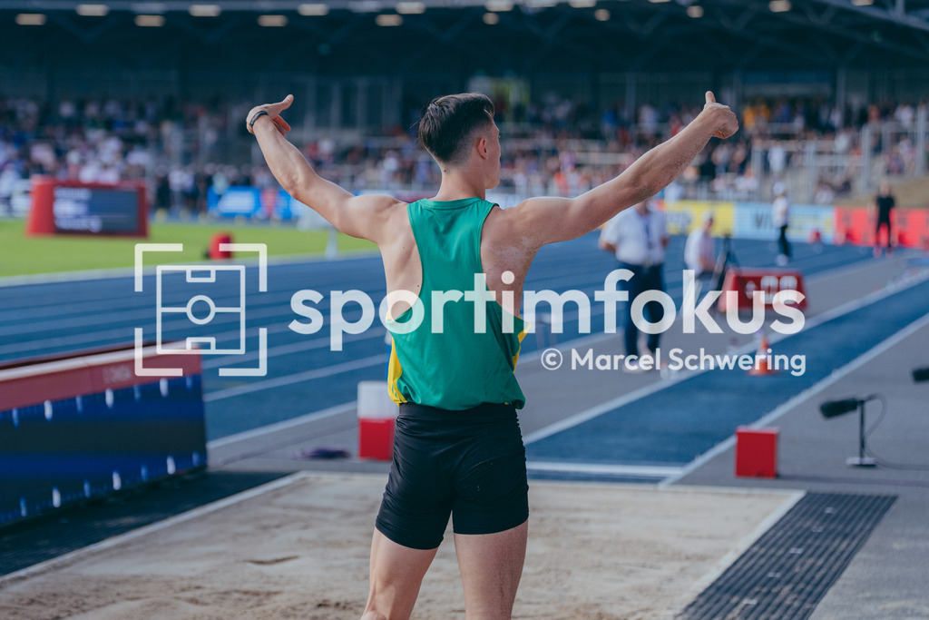 Deutsche Meisterschaften der Frauen und Männer 2026 | Kevin Brucha, TLV Germania Überruhr, Weitsprung, Deutsche Meisterschaften der Frauen und Männer 2026, Lohrheidestadion Bochum-Wattenscheid, 25.07.2026. Foto: Marcel Schwering / sportimfokus - Realisiert mit Pictrs.com
