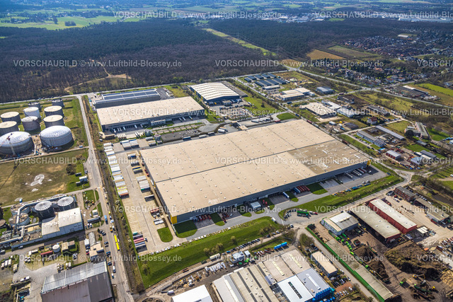 Huenxe240309860 | Luftbild, Industriepark und Gewerbepark Bucholtwelmen-West mit LGI Logistics Solution GmbH Logistikdienst, Bucholtwelmen, Hünxe, Nordrhein-Westfalen, Deutschland