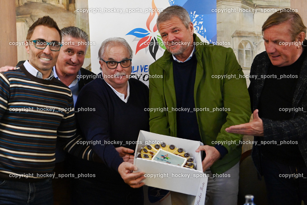 European Youth Olympic Festival EYOF 2023 Pressekonferenz | Stefano Mazzolini, Giuseppe Mion, Maurizio Dunnhofer, Bürgermeister Spittal an der Drau Gerhard Köfer, Giorgio Brandolin
