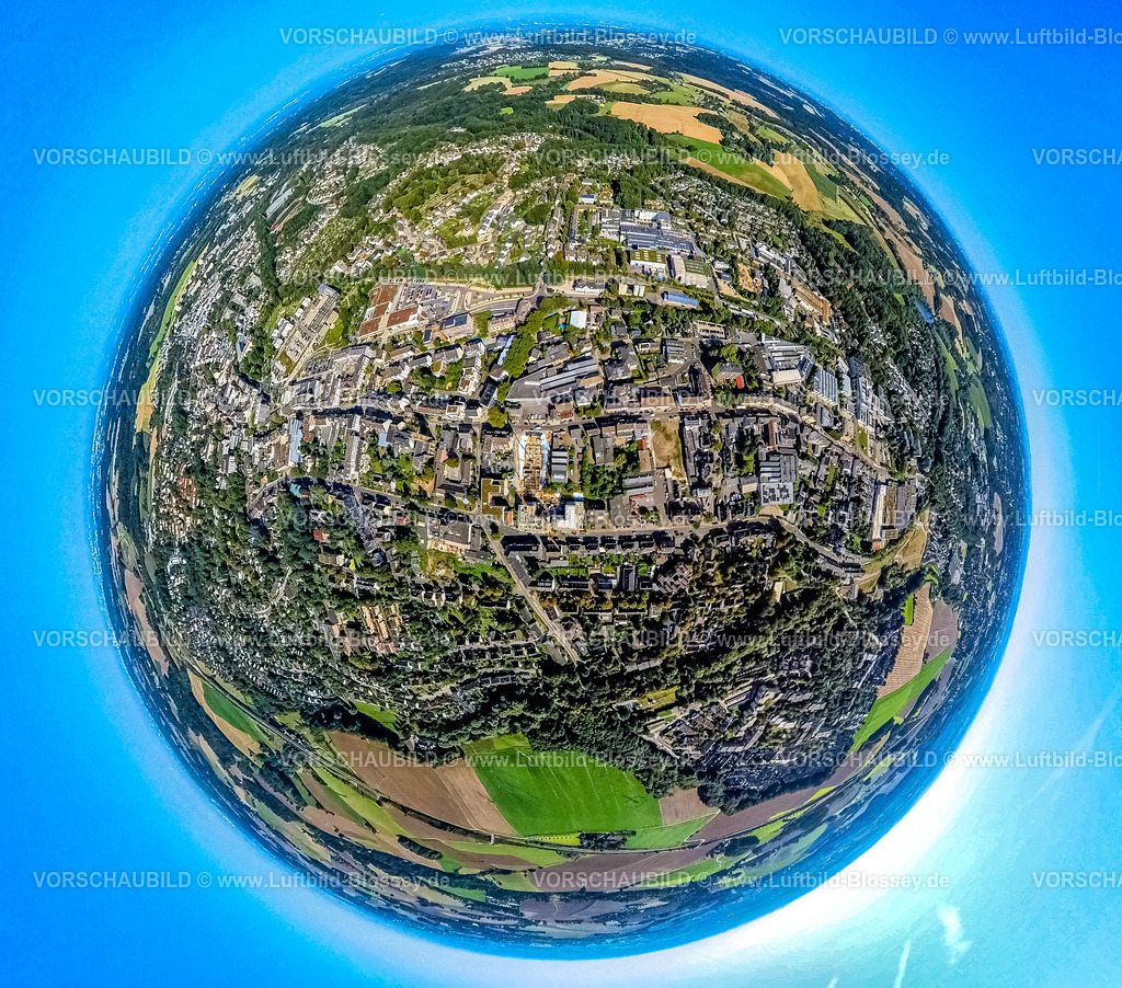 Heiligenhaus240890740Mitte | Luftbild, City Innenstadt Mitte Bundesstraße B227, Erdkugel, Fisheye Aufnahme, Fischaugen Aufnahme, 360 Grad Aufnahme, tiny world, little planet, fisheye Bild, Leubeck, Heiligenhaus, Ruhrgebiet, Nordrhein-Westfalen, Deutschland