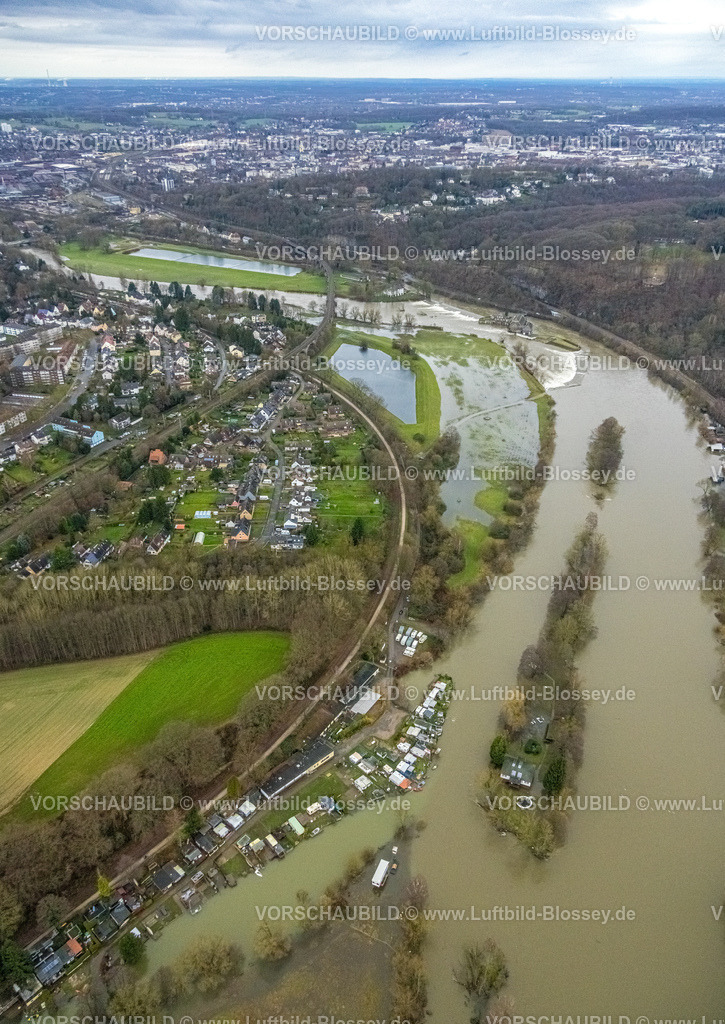 Witten231201879Ruhr | Luftbild, Ruhrhochwasser, Weihnachtshochwasser 2023, starke Regenfälle,  Bommern, Witten, Ruhrgebiet, Nordrhein-Westfalen, Deutschland