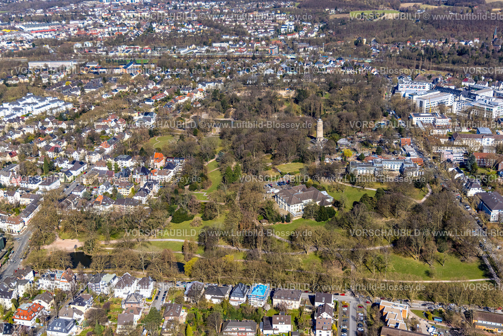 Bochum250301616 | Luftbild, Stadtpark und Bismarckturm, Stadtpark Gastronomie, Grumme, Bochum, Ruhrgebiet, Nordrhein-Westfalen, Deutschland