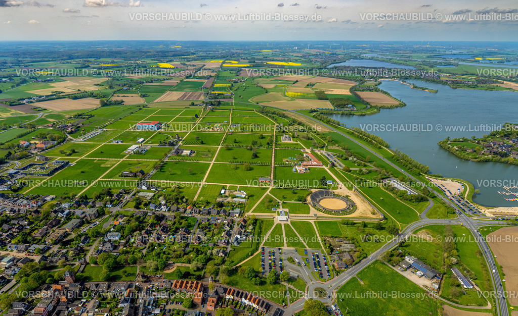 Xanten240402398 | Luftbild, LVR-Archäologischer Park Xanten am Xantener Südsee, Amphitheater der Colonia Ulpia Traiana und LVR-Archäologisches RömerMuseum, Niederbruch, Xanten, Niederrhein, Nordrhein-Westfalen, Deutschland