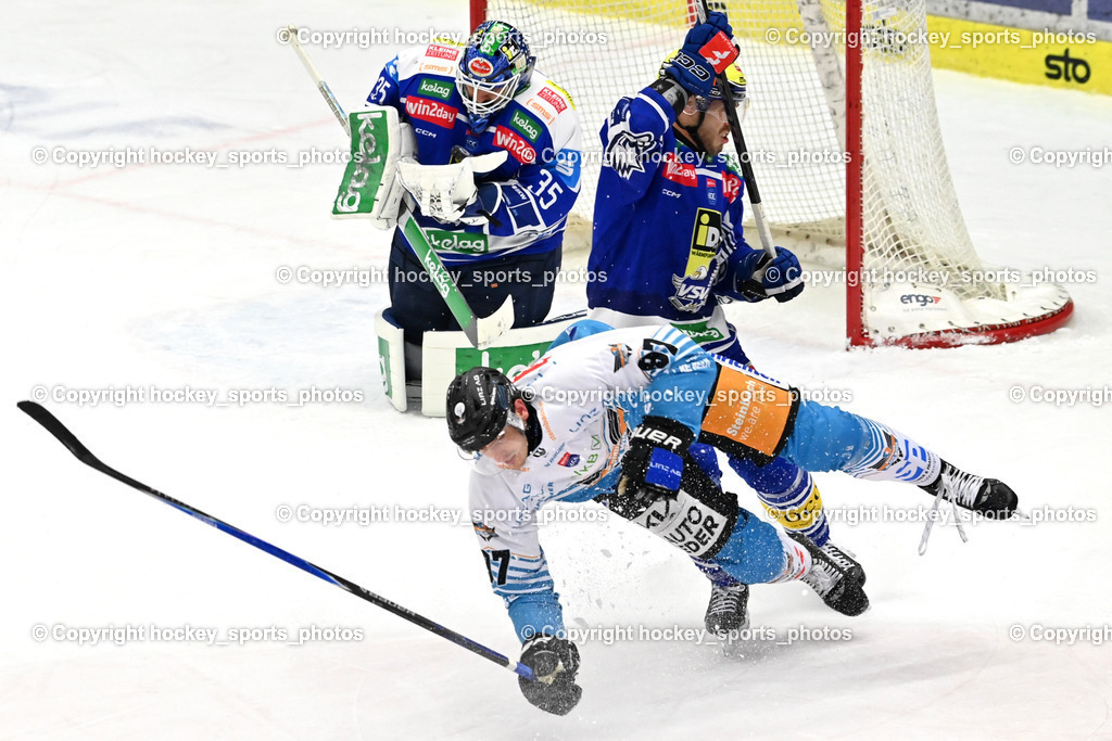 EC IDM Wärmepumpen VSV vs. Steinbach Black Wings Linz | #97 Luka Maver lack Wings Linz, #35 Joe Cannata EC VSV, EC IDM Wärmepumpen VSV vs. Steinbach Black Wings Linz, EC IDM Wärmepumpen VSV vs. Steinbach Black Wings Linz am 23.01.2026 in Villach (Stadthalle Villach), Austria, (Photo by Bernd Stefan)