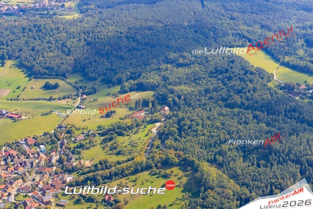 Luftaufnahme Urphertshofen Obernzenn - Die Luftaufnahme wurde 2025 vom UL-Flugzeug heraus erstellt ( keine Drohne ) - Hochauflösende Luftaufnahme - für professionelle Ausdrucke geeignet. Die Geschenkidee !Mit Lizenz und Bildrechte bestellbar