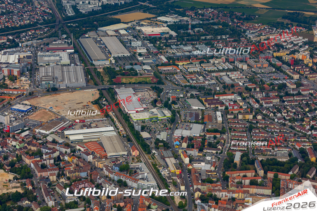 aktuelles Luftbild von Schweinau  Nuernberg - Luftaufnahme wurde 2019 von https://frankenair.de mittels Flugzeug (keine Drohne) erstellt.