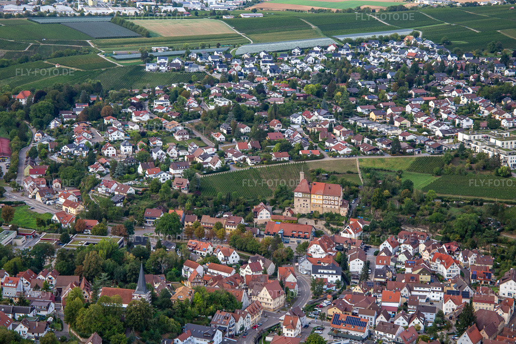 Luftbild: Unteres Schloss in Talheim im Bundesland Baden-Württemberg in Deutschland. Foto: IMG_138649.jpg vom 16.09.2023 durch Werner Riehm/FLY-FOTO.deSchlossgut Ehrenberg