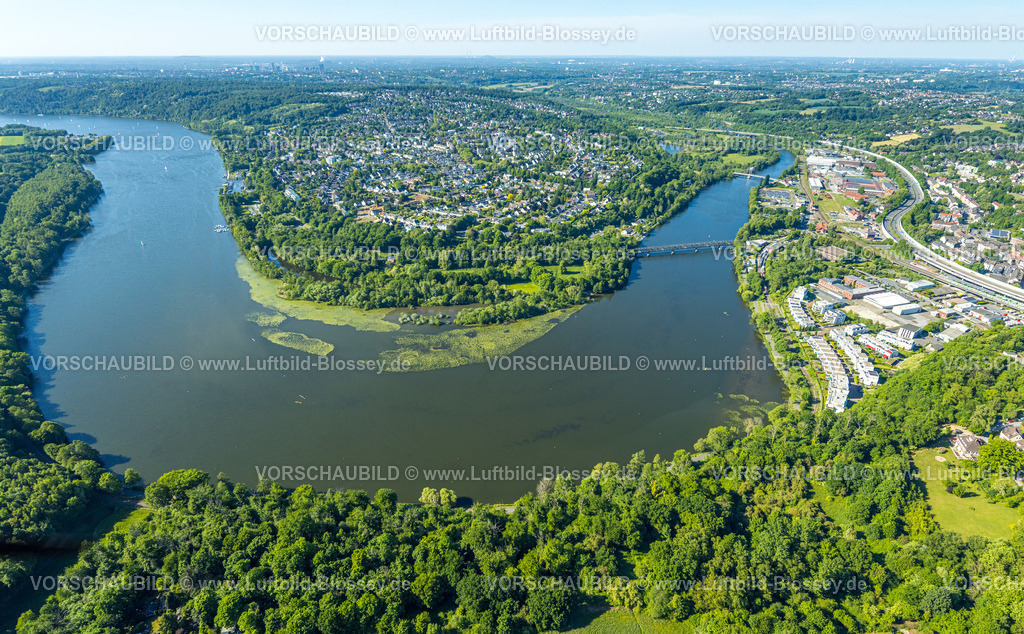 Essen250509385Kupferdreh | Luftbild, Ruhrschleife Heisinger Bogen Vogelschutzgebiet, Ortsansicht Heisingen, Essen, Ruhrgebiet, Nordrhein-Westfalen, Deutschland