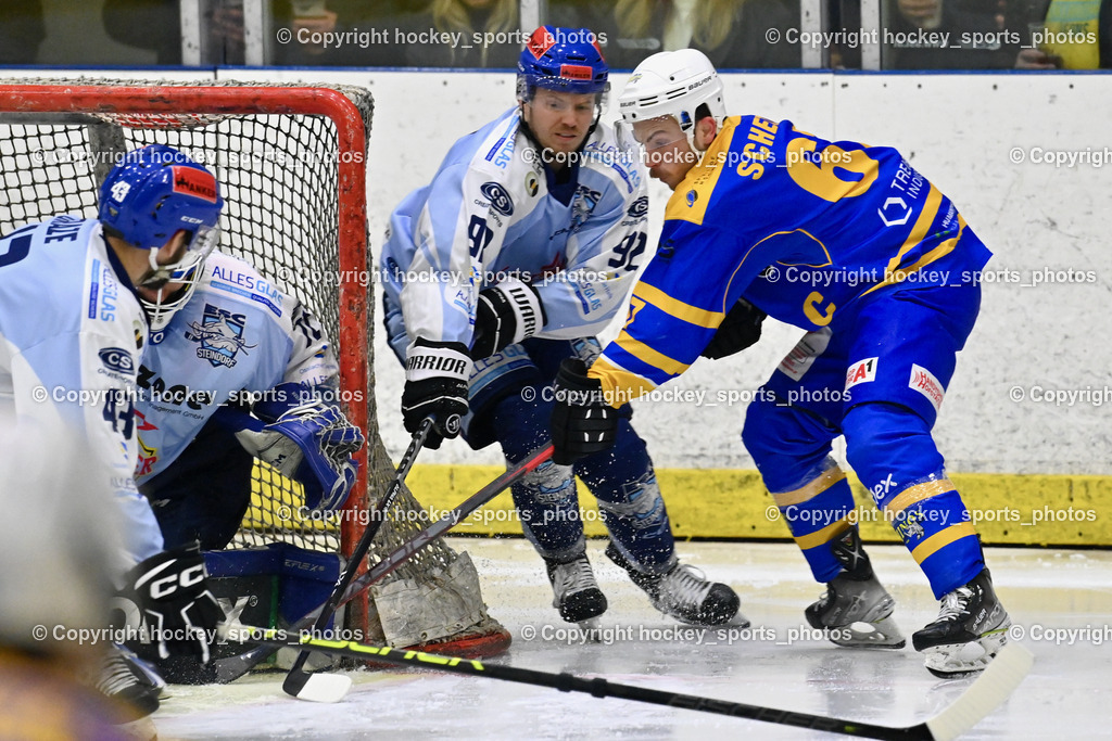 EHC Althofen vs. ESC Steindorf 6.3.2024 | #92 Ratz Patrick ESC Steindorf, #67 Schettina Kevin EHC Althofen, EHC Althofen vs. ESC Steindorf 6.3.2024, EHC Althofen vs. ESC Steindorf am 06.03.2024 in Althofen (Stadthalle Althofen ), Austria, (Photo by Bernd Stefan)