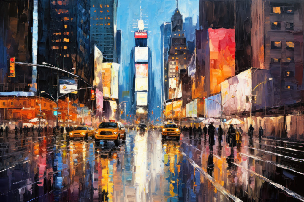 2311006 - Times Square | New Yorks Lichterwelt am Times Square im Stil eines Gemäldes.