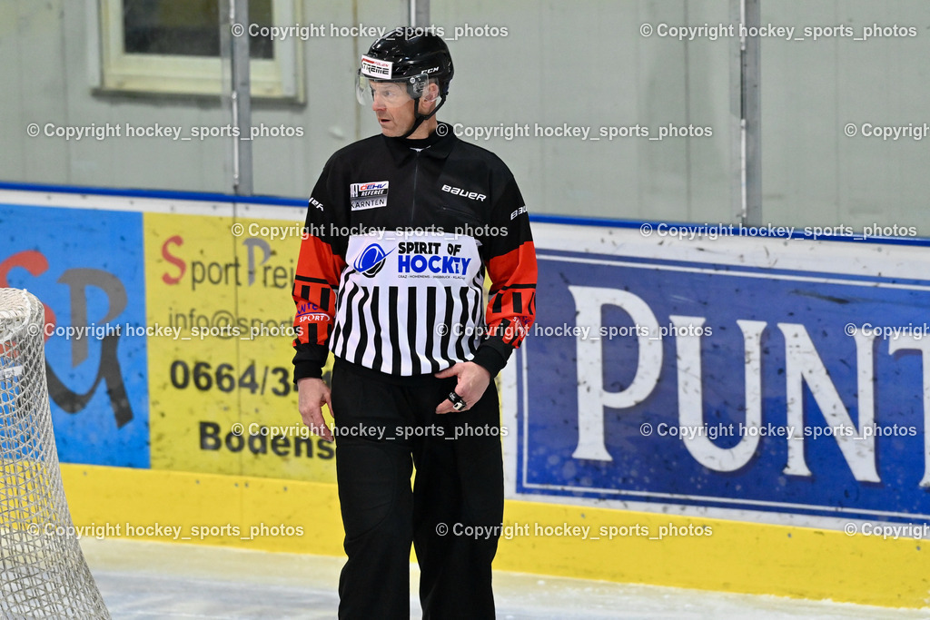 ESC Steindorf vs. EC Hornets Spittal 25.2.2024 | Wassermann Michael Referee, ESC Steindorf vs. EC Hornets Spittal 25.2.2024, ESC Steindorf vs. EC Hornets Spittal 25.2.2024 am 25.02.2024 in Steindorf (Ossiachersee Halle), Austria, (Photo by Bernd Stefan)
